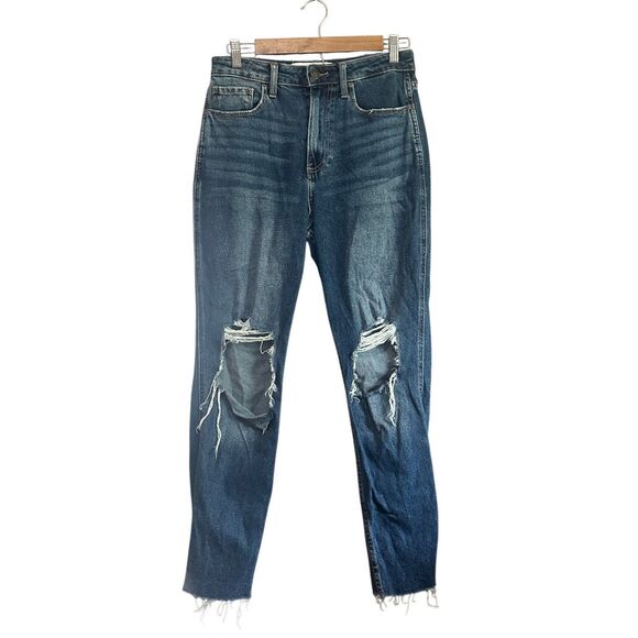 Ripped Distressed High Waisted Jeans Medium Wash Denim - Picture 1 of 6